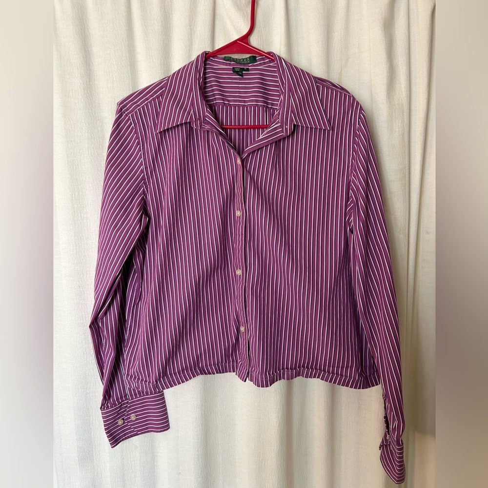 Lauren Ralph Lauren Purple Striped Button-Down Shirt